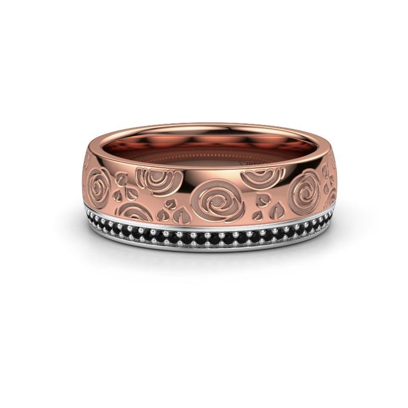 Image of Wedding ring WH2066L27D<br/>585 rose gold ±7x2.4 mm<br/>Black diamond 0.354 crt