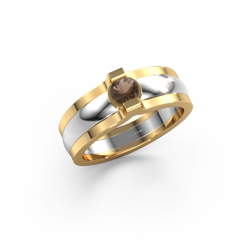 Ring Jade 585 white gold smokey quartz 4 mm