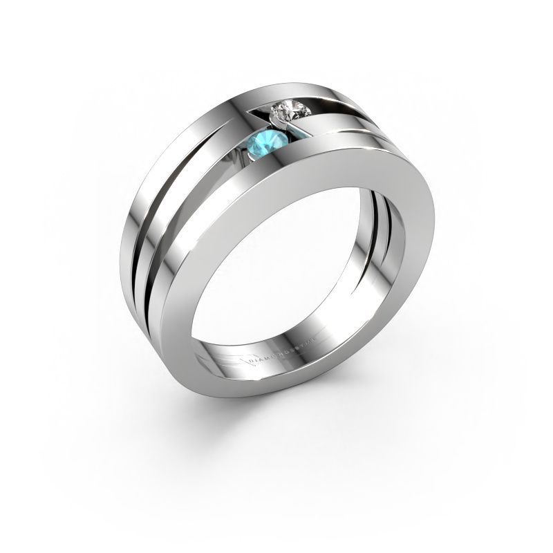 Bague Valerie 585 or blanc topaze bleue 2.7 mm