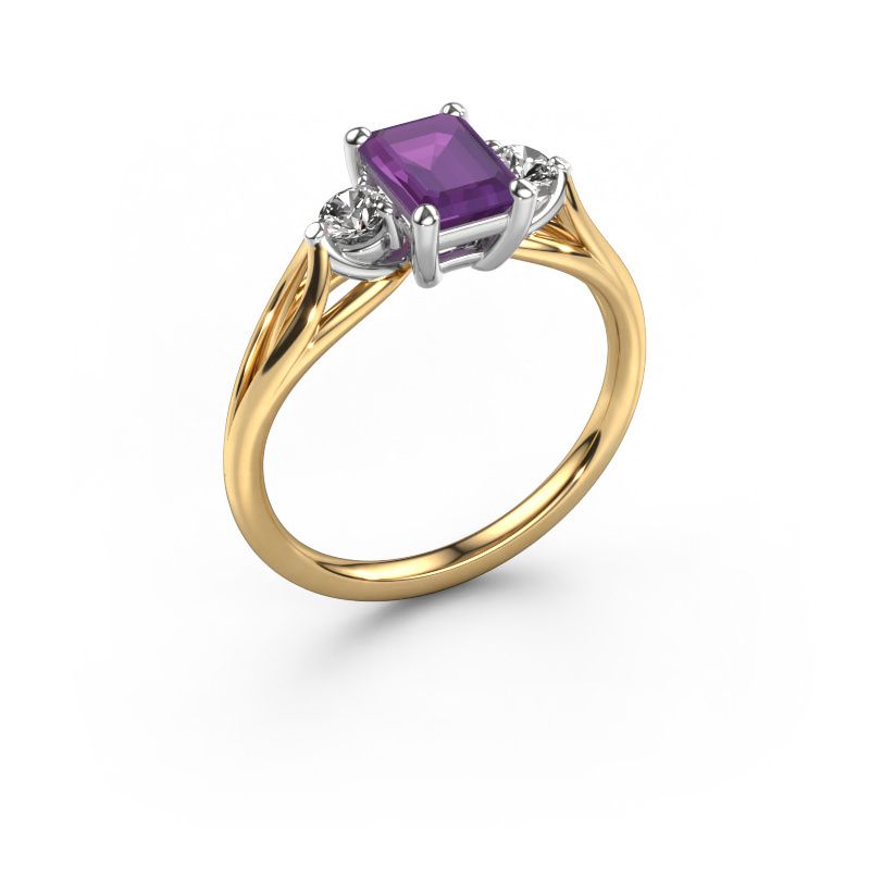 Engagement ring Amie EME 585 gold amethyst 7x5 mm