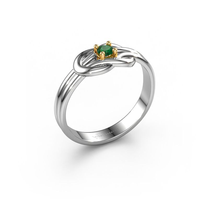 Ring Marina 585 witgoud smaragd 3 mm