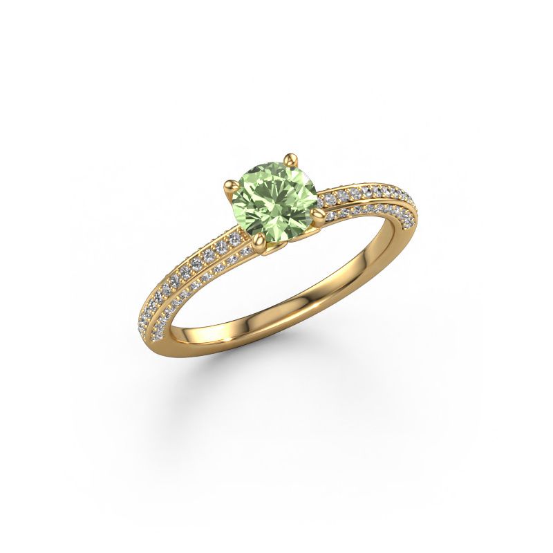 Engagement ring Elenore rnd 585 gold green lab grown diamond 5.4 mm