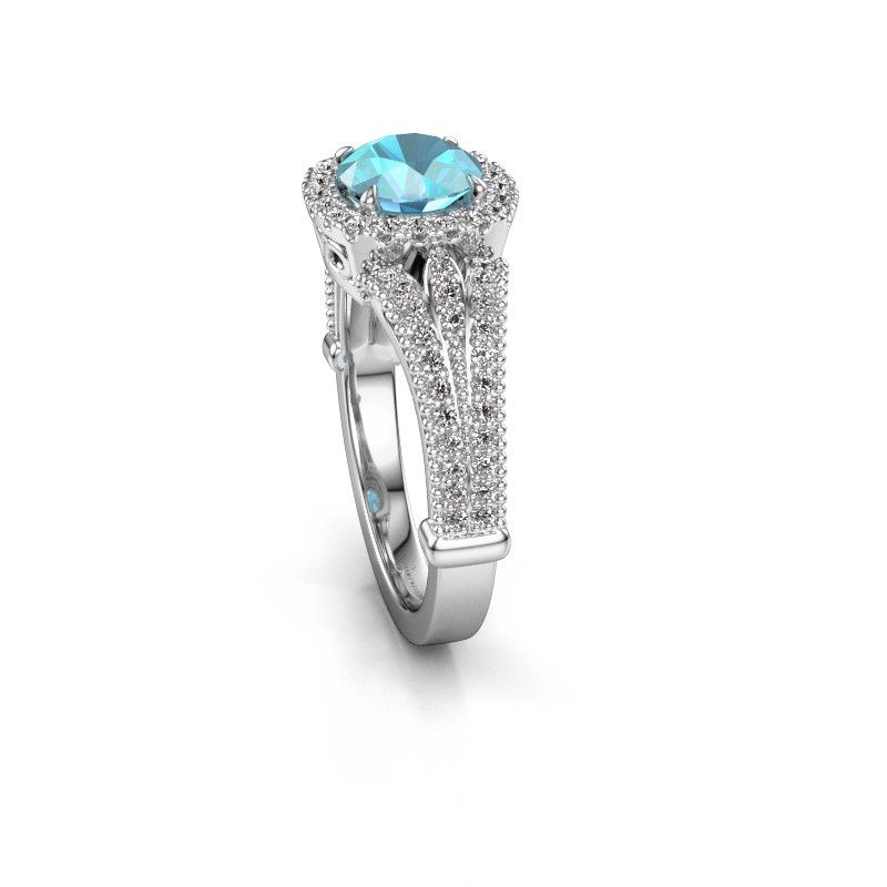 Image of Engagement ring Darla 585 white gold blue topaz 6.5 mm
