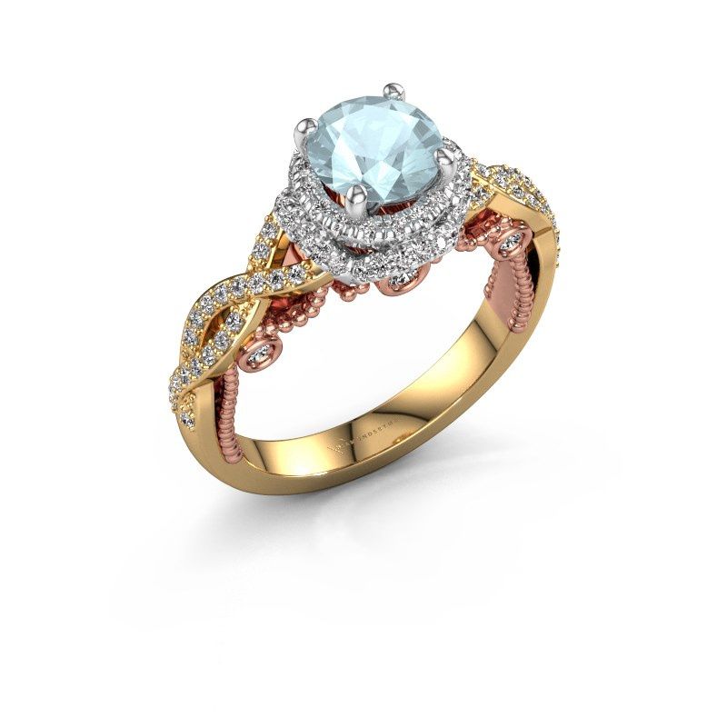 Afbeelding van Verlovingsring Leora<br/>585 goud<br/>Aquamarijn 6.5 mm