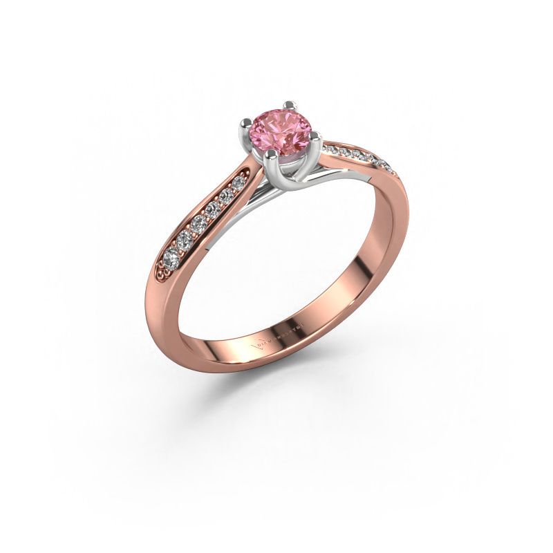 Engagement ring Mia 2 585 rose gold pink lab grown diamond 5 mm