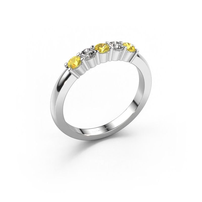 Ring Yasmin 5 585 Weißgold Gelb Saphir 3 mm
