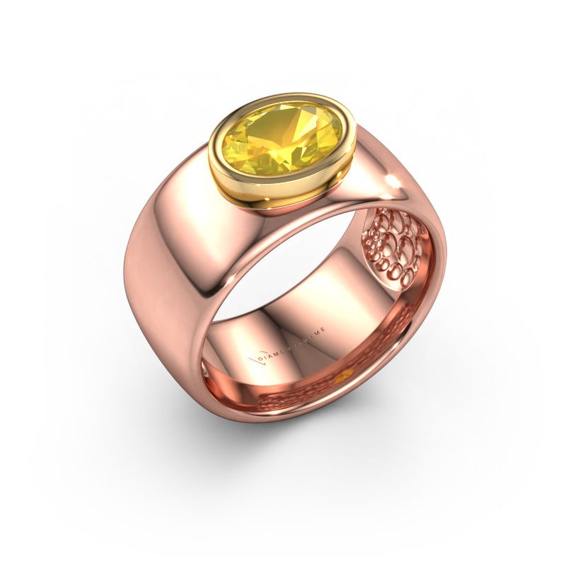 Bague Anouschka 585 or rose saphir jaune 8x6 mm