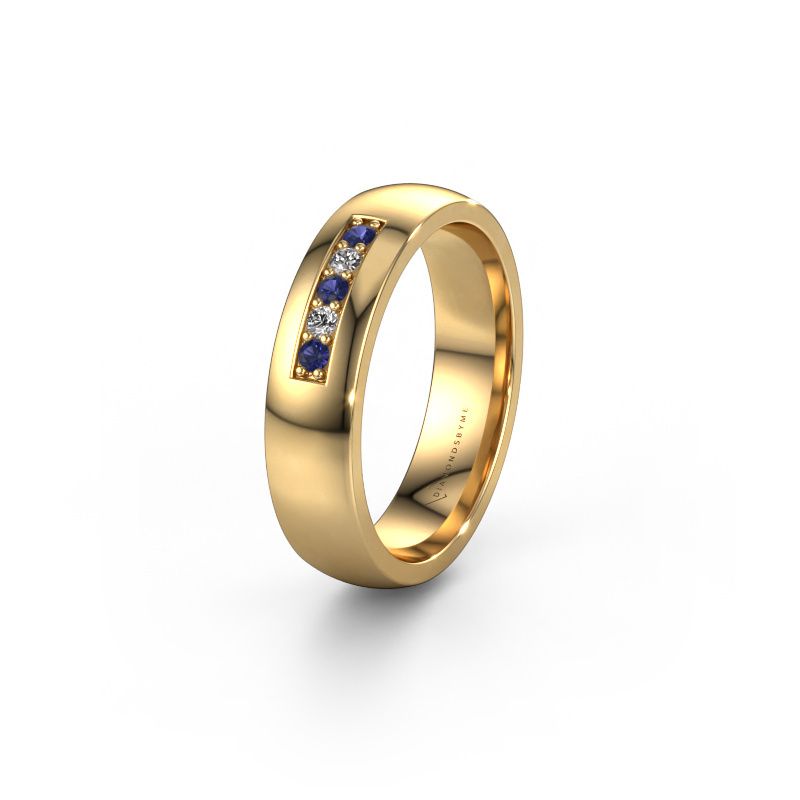 Wedding ring WH0111L25BP 585 gold sapphire ±5x2 mm