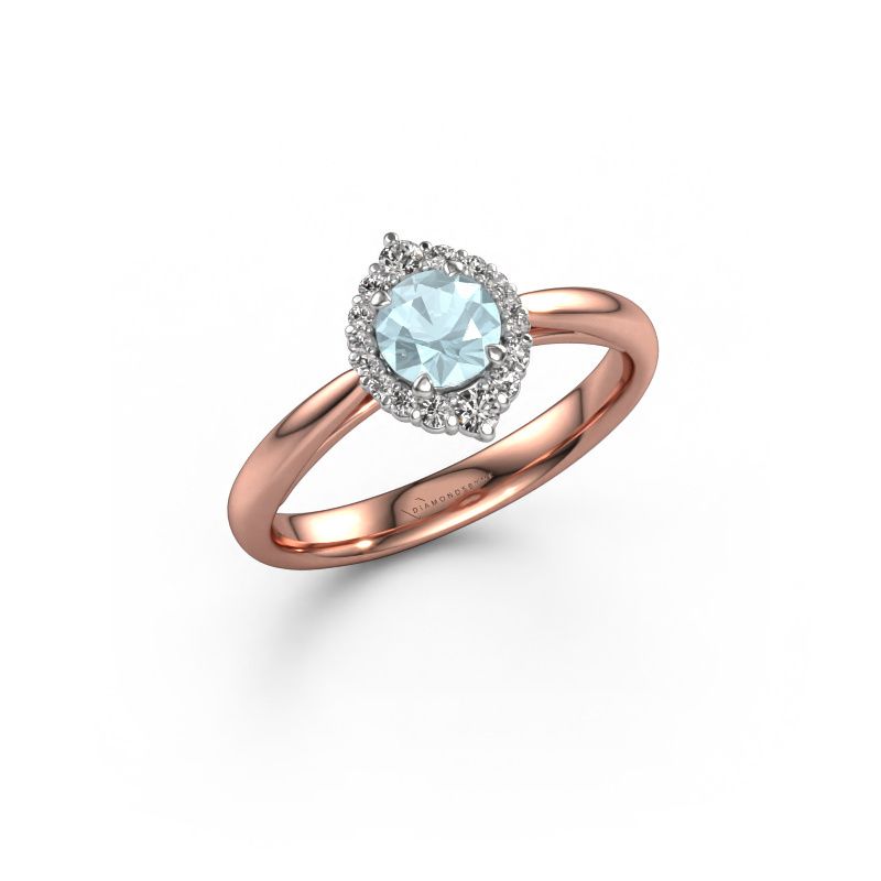Bague de fiançailles Tora 585 or rose aigue-marine 5 mm