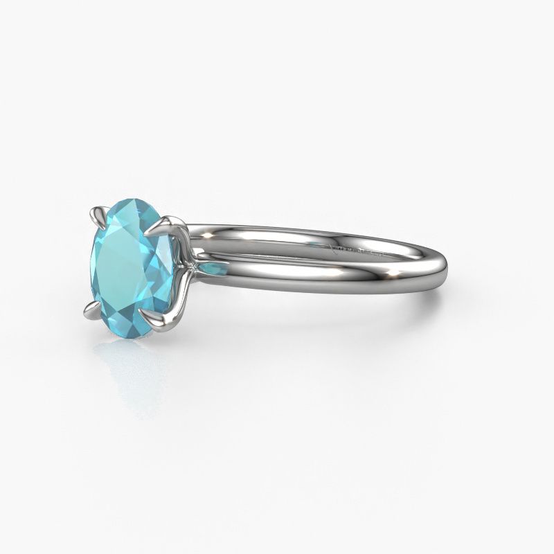 Image of Engagement Ring Crystal Ovl 1<br/>950 platinum<br/>Blue topaz 8x6 mm