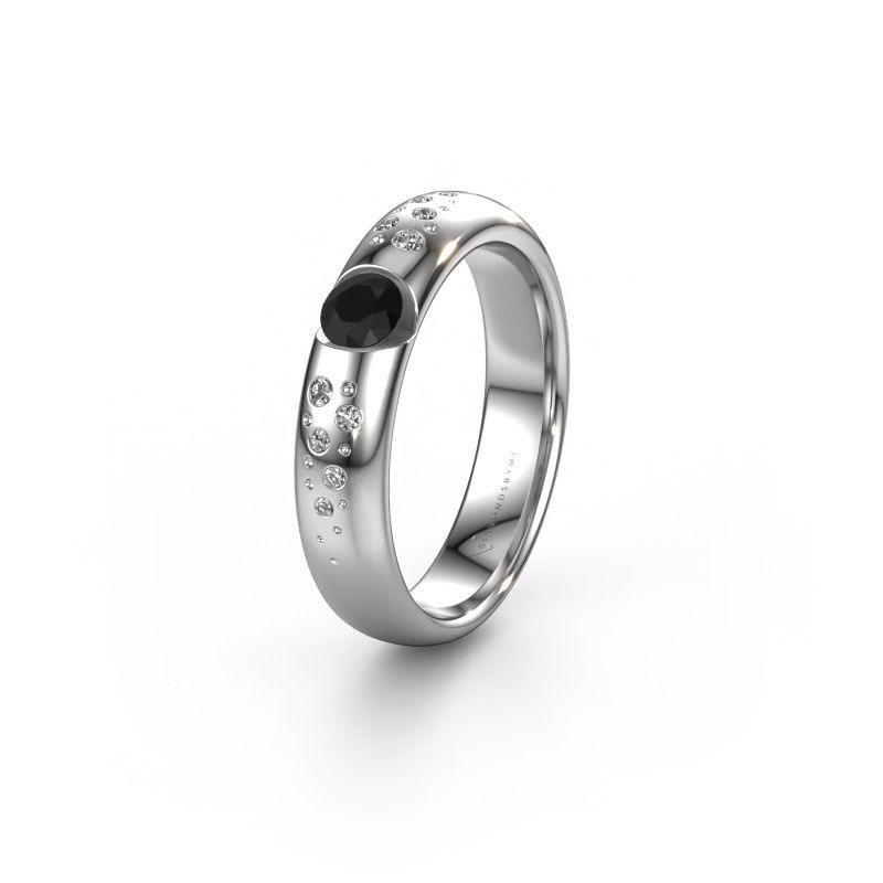 Wedding ring WH2104L34A 585 white gold black diamond ±4.5 x 1.7 mm