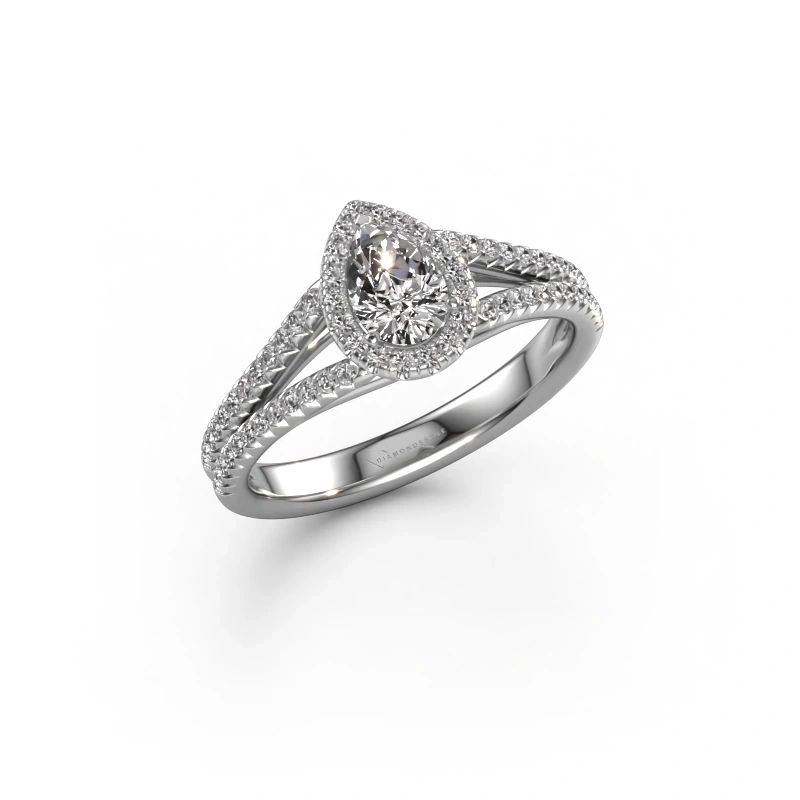 Verlovingsring Verla pear 2 950 platina diamant 0.99 crt