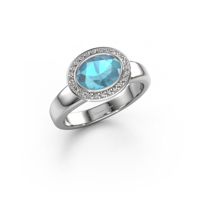 Ring Salena 585 white gold blue topaz 8x6 mm