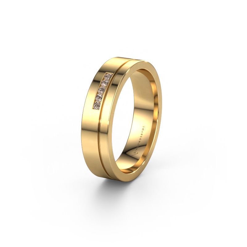 Trouwring WH0307L15AP 585 goud bruine diamant ±5x1.7 mm