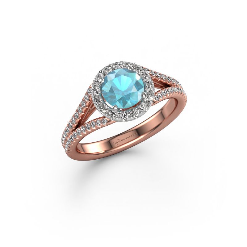 Bague de fiançailles Verla rnd 2 585 or rose topaze bleue 6.5 mm