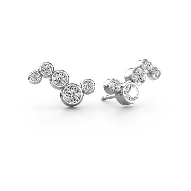Boucles d'oreilles Ryan 585 or blanc diamant synthétique 1.02 crt