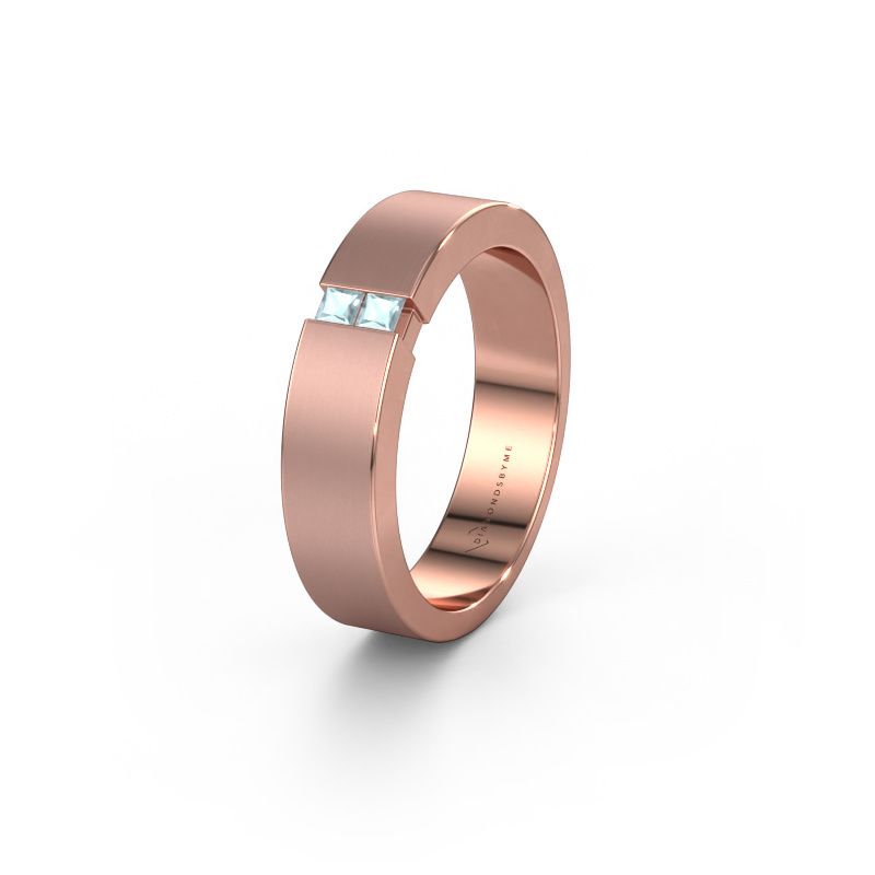 Trouwring WH2136L15E 585 rosé goud aquamarijn ±5x2.6 mm