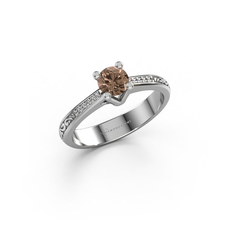 Verlovingsring Mei 585 witgoud bruine diamant 0.449 crt