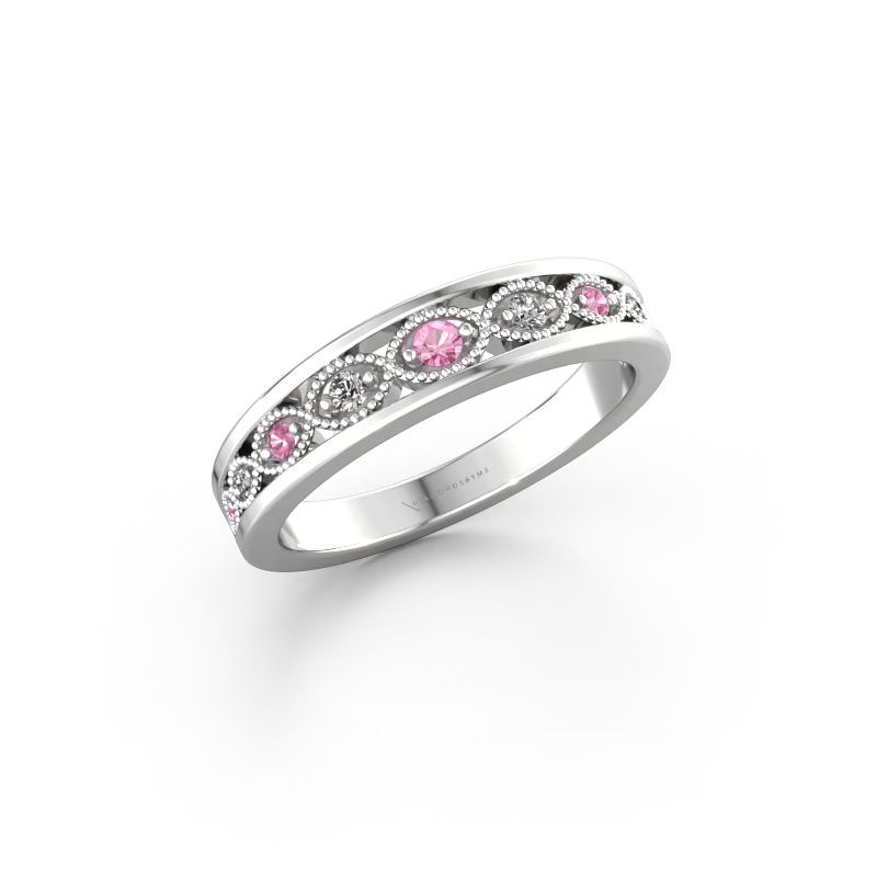 Stackable ring Laine 585 white gold pink sapphire 2 mm