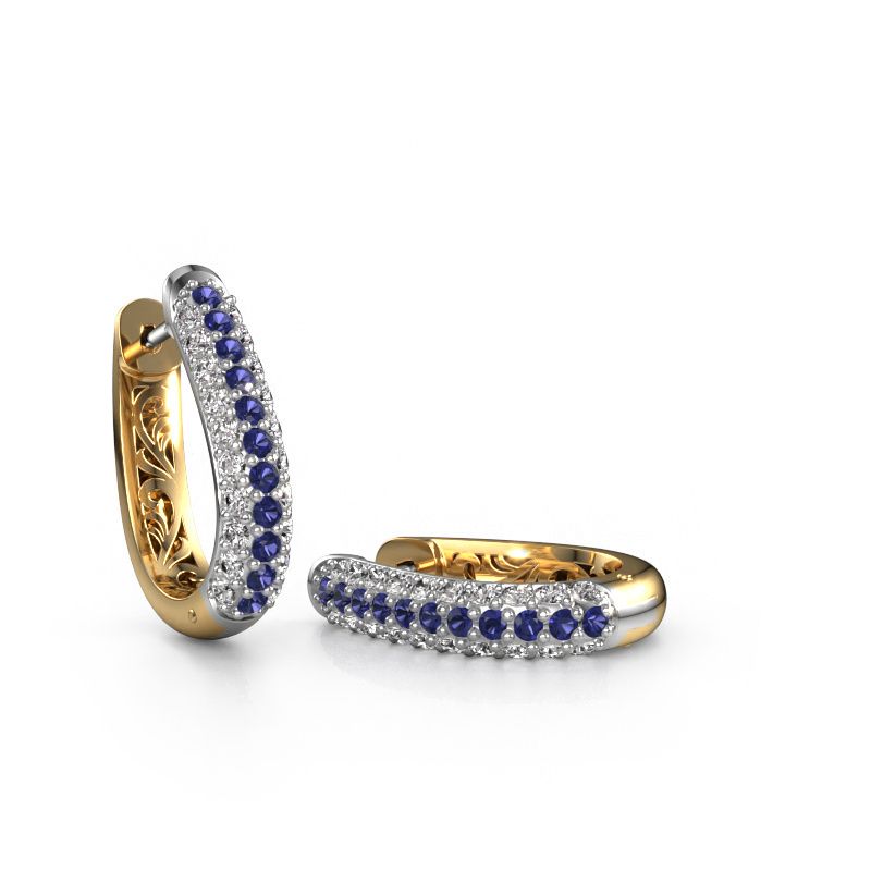 Image of Hoop earrings Danika 10.5 A 585 white gold sapphire 1.7 mm