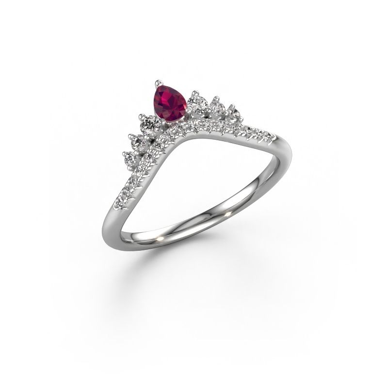 Stackable ring Crown A 585 white gold rhodolite 4x3 mm