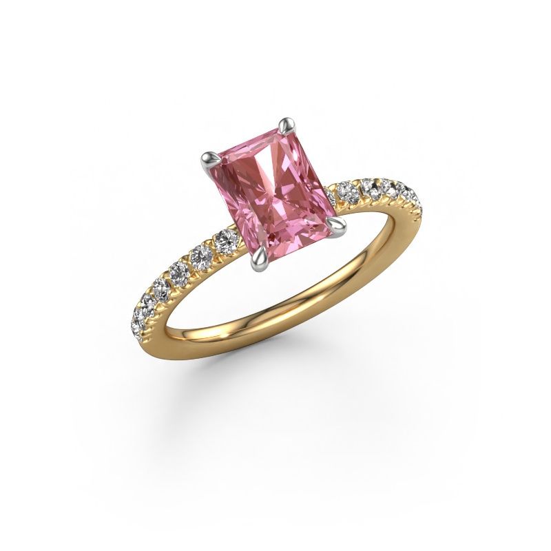 Engagement ring Crystal RAD 2 585 gold pink lab grown diamond 8x6 mm