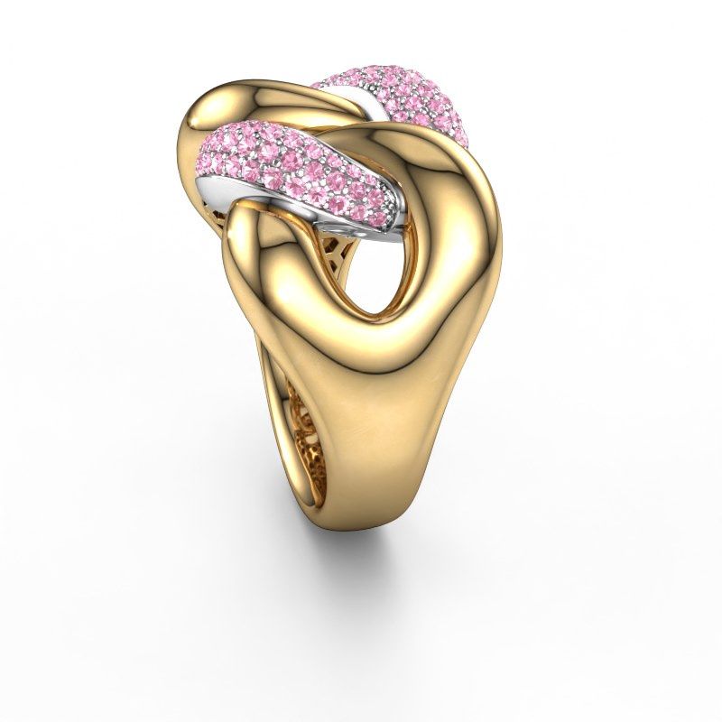 Afbeelding van Ring Kylie 2 15mm<br/>585 goud<br/>Roze saffier 0.8 mm