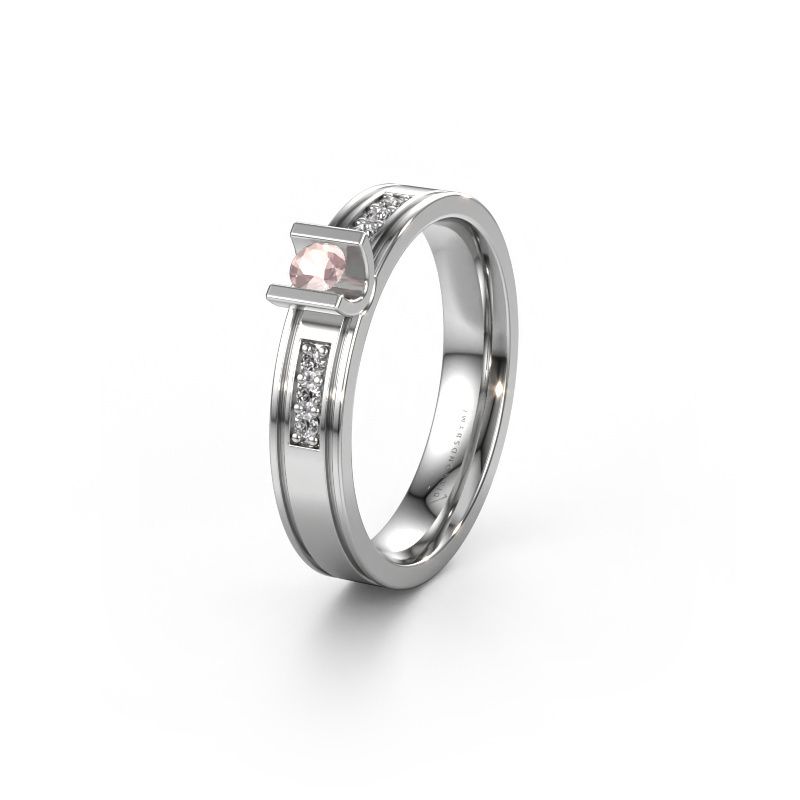 Wedding ring WH2108L14A 950 platinum morganite champagne ±0.16x0.07 in