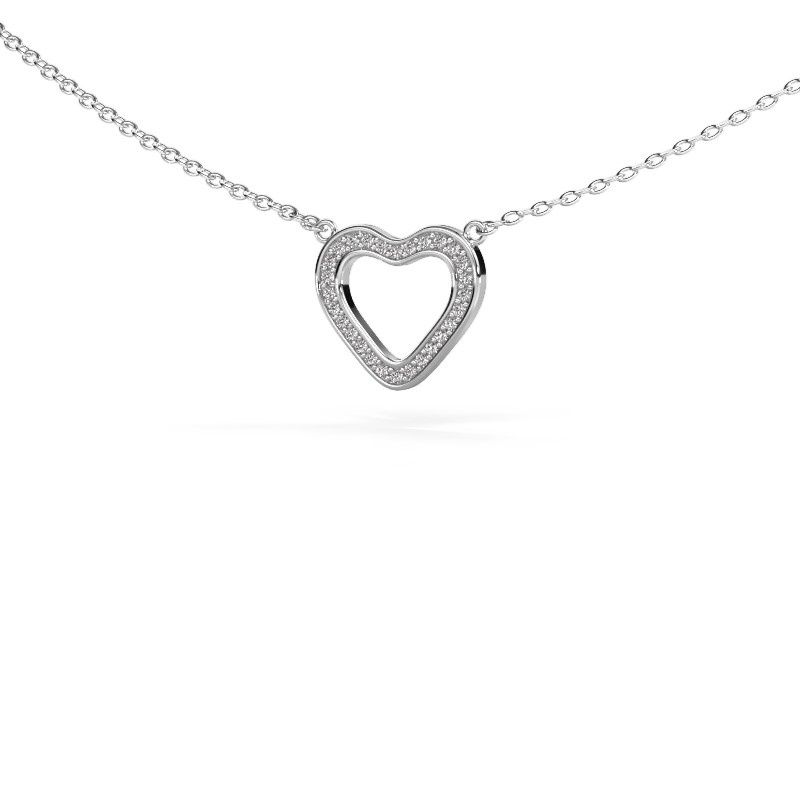 Hanger Heart 3 585 witgoud zirkonia 0.8 mm