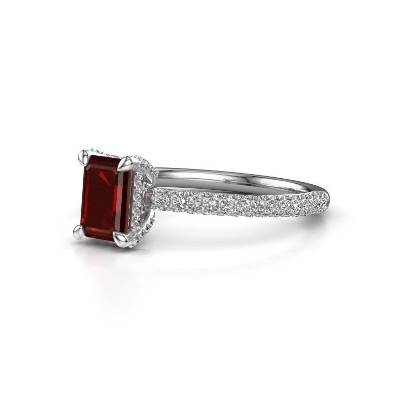 Image of Engagement ring saskia eme 2<br/>585 white gold<br/>Garnet 6.5x4.5 mm
