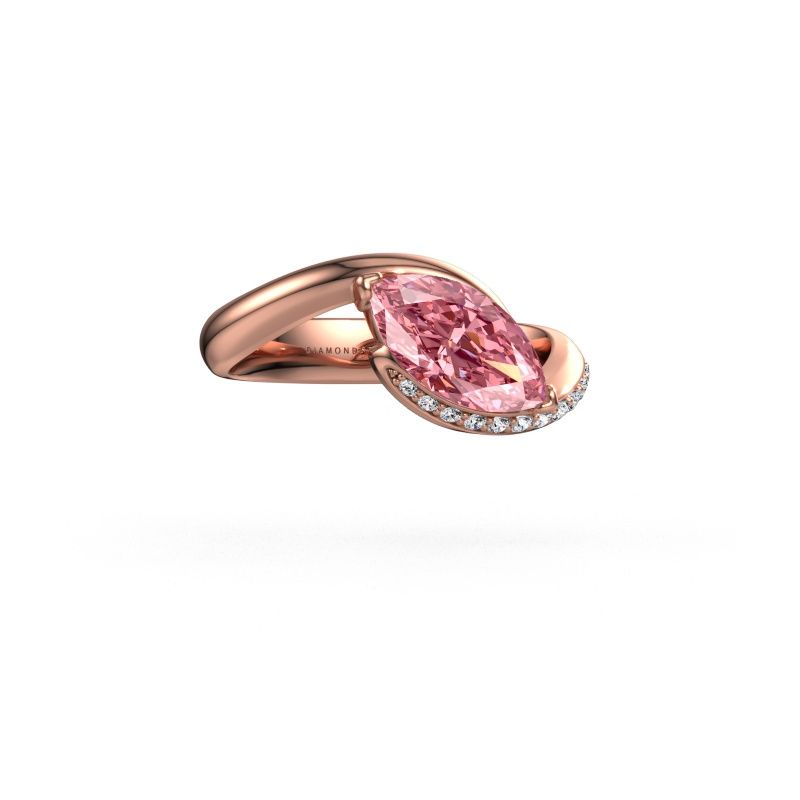 Engagement ring Aida MRQ side 585 rose gold pink lab grown diamond 11x5.5 mm