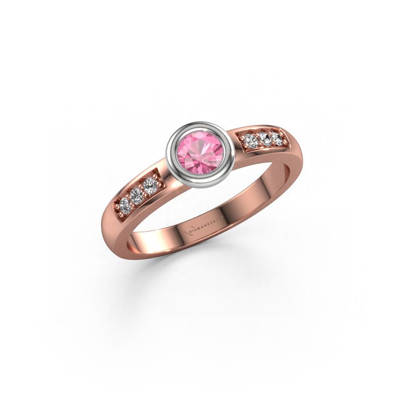 Forlovelsesring Lieke 585 roségull rosa safir 4 mm