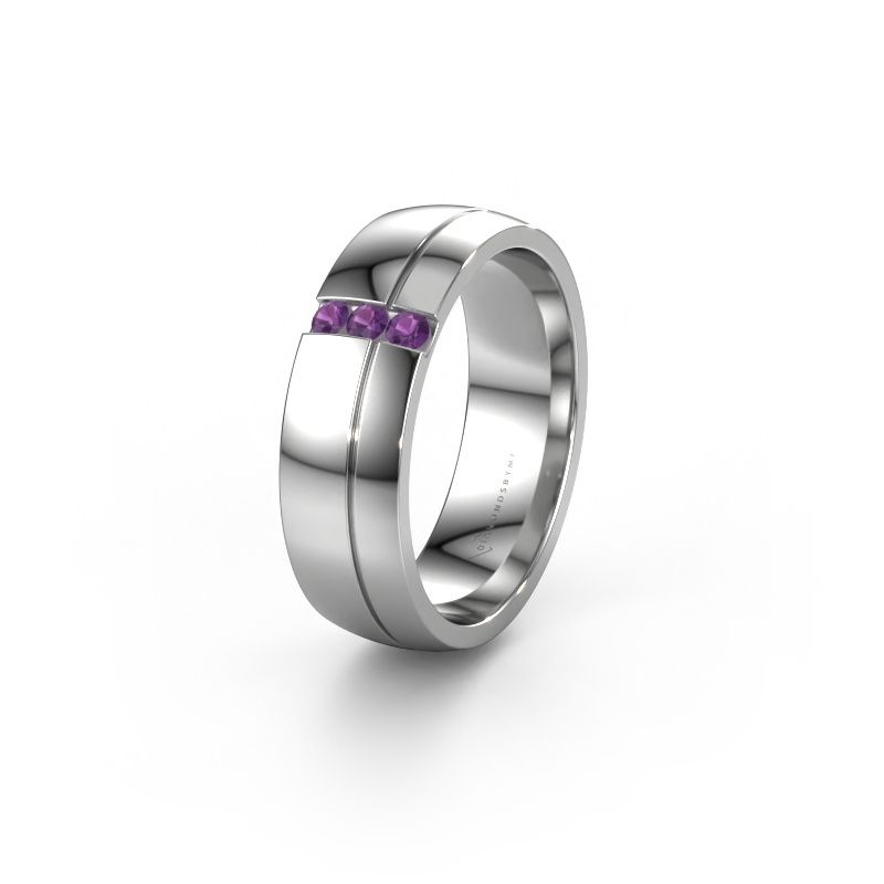 Wedding ring WH0223L56A 950 platinum amethyst ±6x1.7 mm
