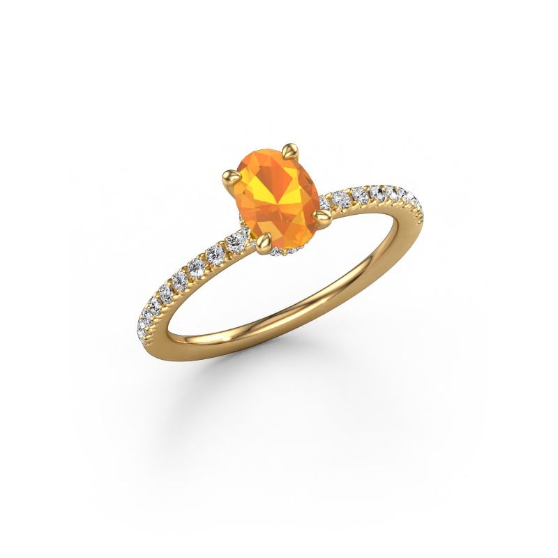 Anello di fidanzamento Crystal OVL 4 585 oro citrino 7x5 mm