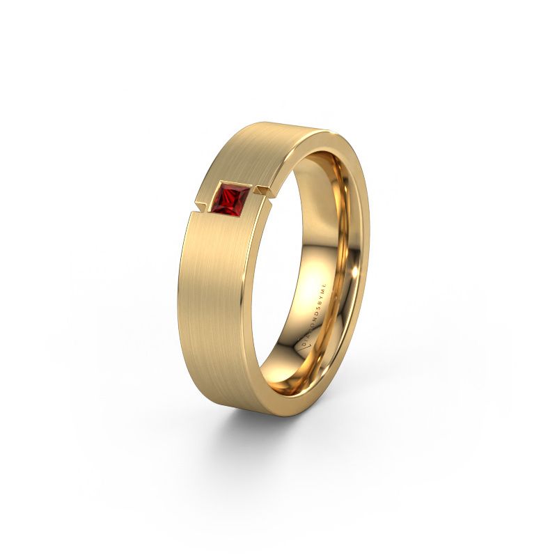 Wedding ring WH2040L 585 gold garnet ±5,5x2.2 mm