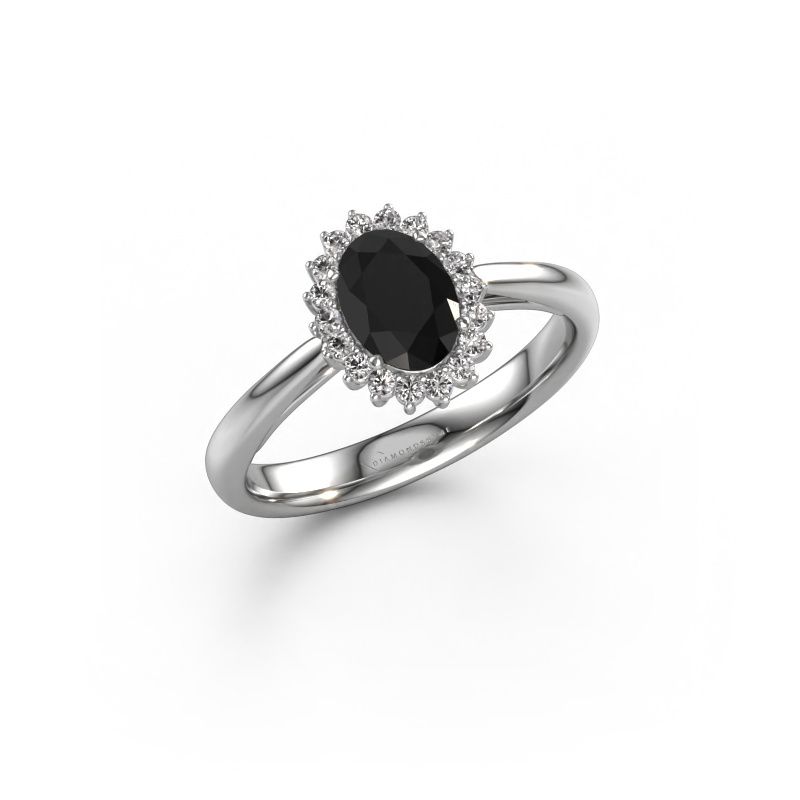 Engagement ring Tilly ovl 1 585 white gold black diamond 1.05 crt