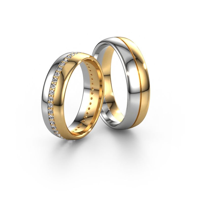 Eheringe set WH0203LM36AP ±6x1.7 mm 14 Karat Weißgold Diamant 0.44 crt