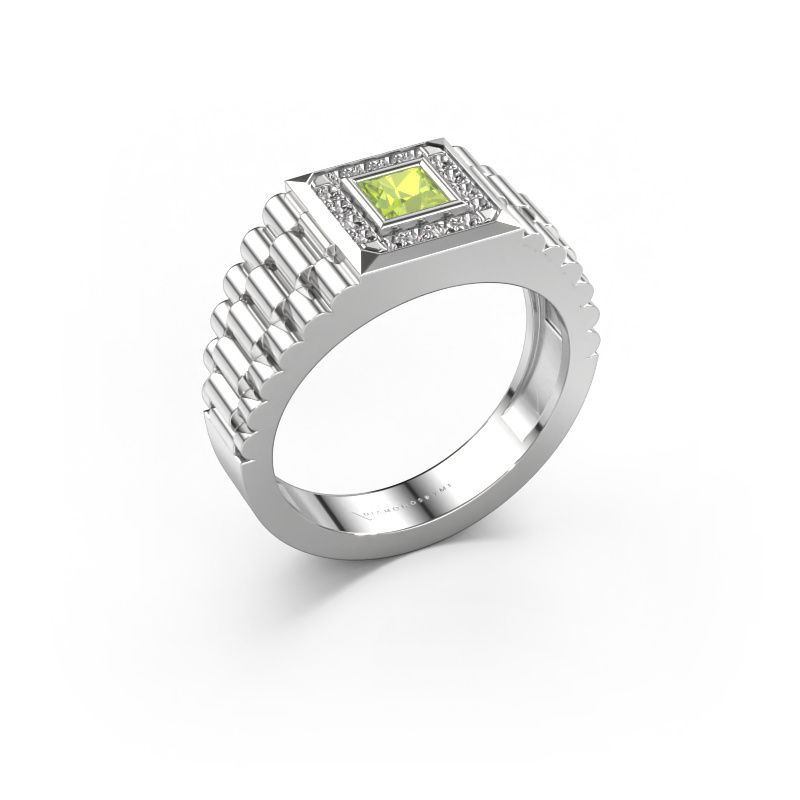 Herrenring Zilan 950 Platin Peridot 4 mm
