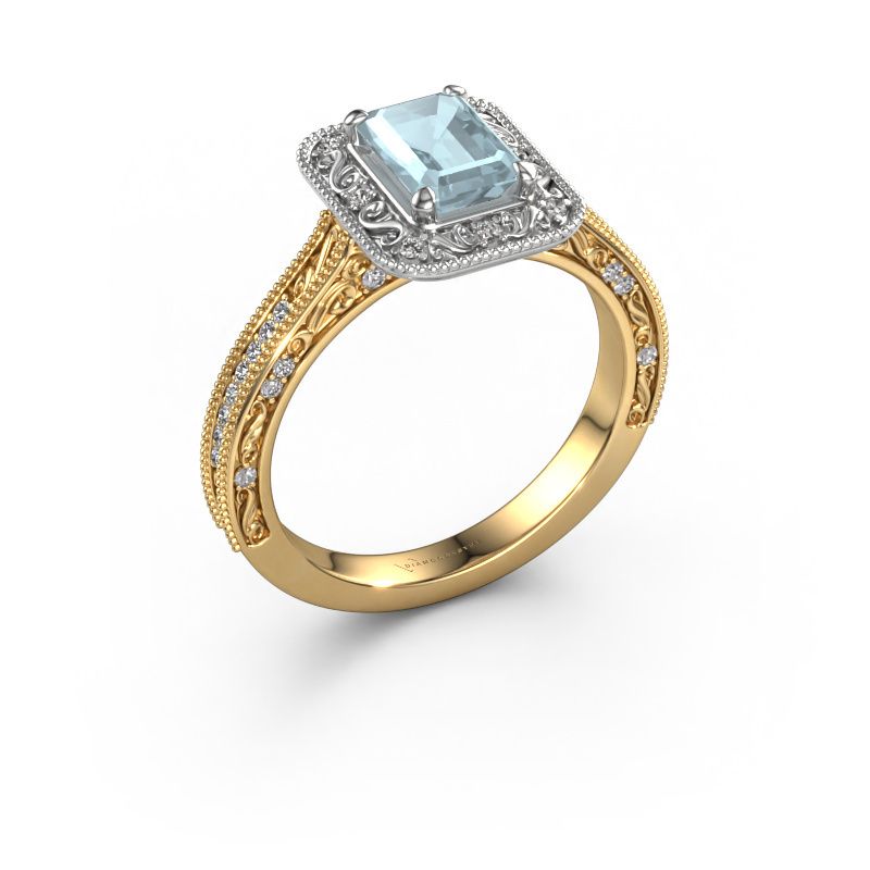 Engagement ring Alice EME 585 gold aquamarine 7x5 mm