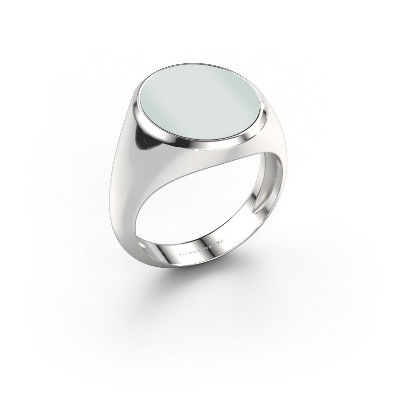 Zegelring Herman 5 light 950 platina groene lagensteen 15x13 mm