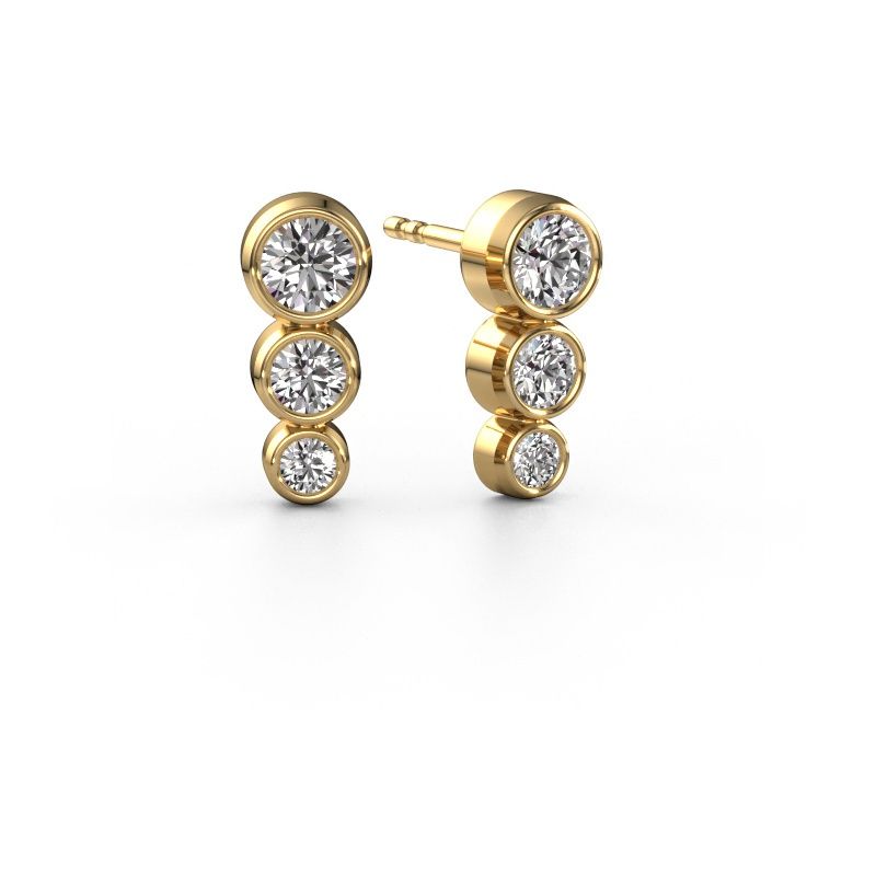 Clous d'oreilles Linda 585 or jaune diamant synthétique 0.36 crt