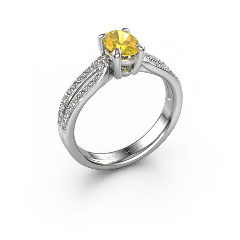 Bague de fiançailles Antonia ovl 2 950 platine saphir jaune 7x5 mm
