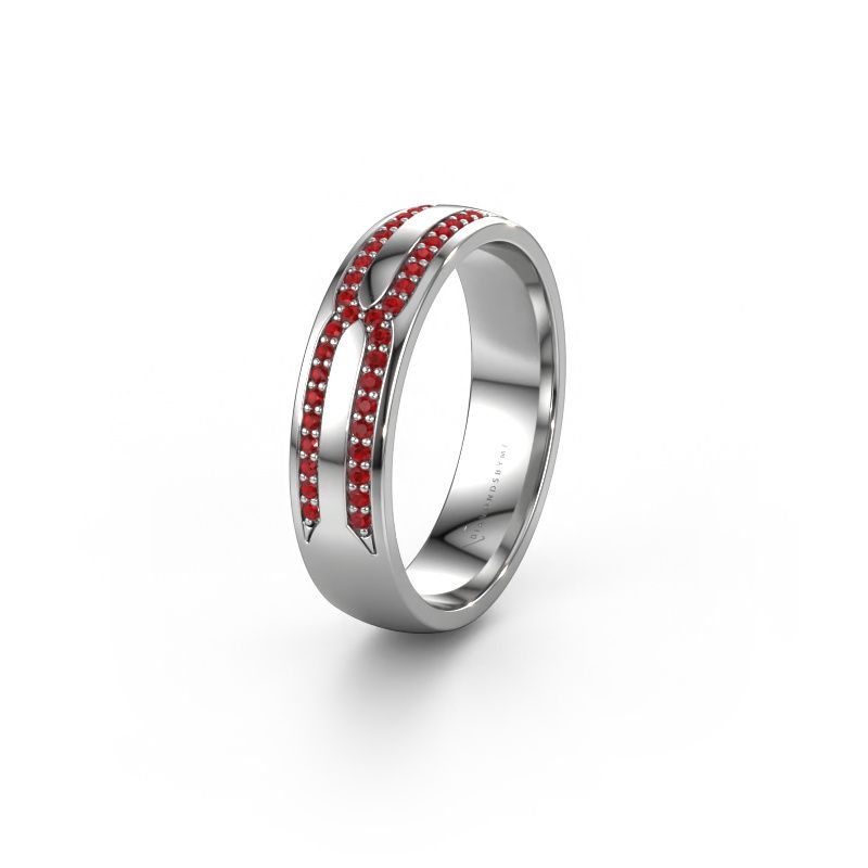 Trouwring WH2212L25AP 950 platina robijn ±5x1.7 mm