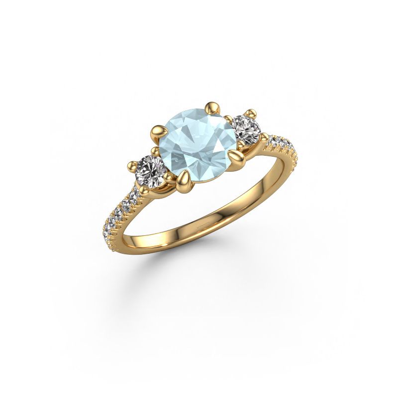 Verlovingsring Jesica 585 goud aquamarijn 6.8 mm