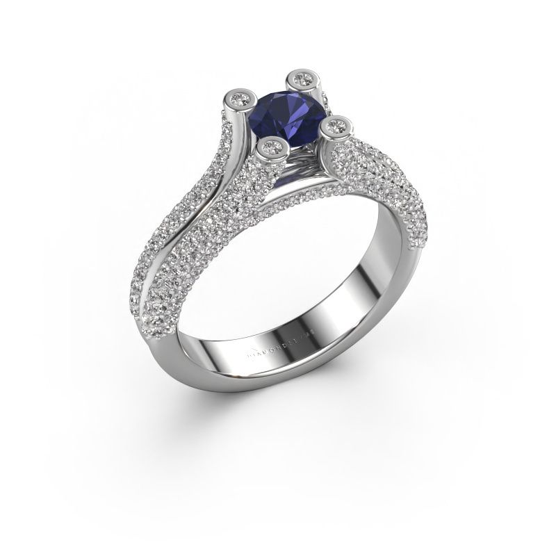 Bague de fiançailles Stefanie 2 585 or blanc saphir 5 mm
