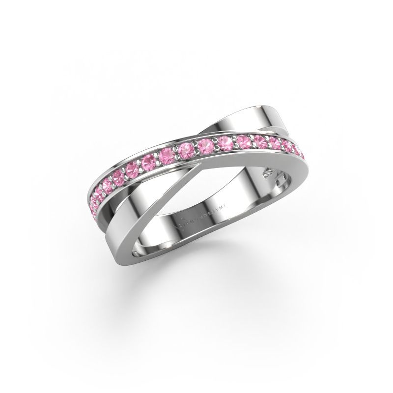 Bague Essie 585 or blanc saphir rose 1.5 mm