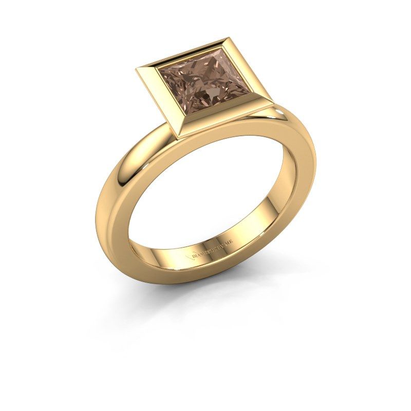 Image of Stacking ring Trudy Square 585 gold brown diamond 1.30 crt