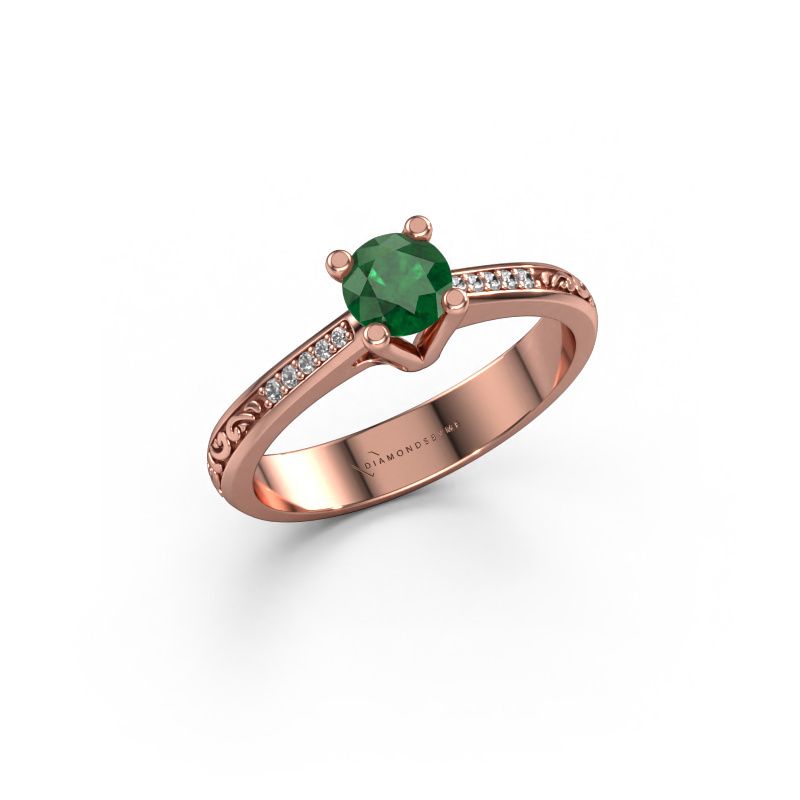 Verlobungsring Mei 585 Roségold Smaragd 4.7 mm