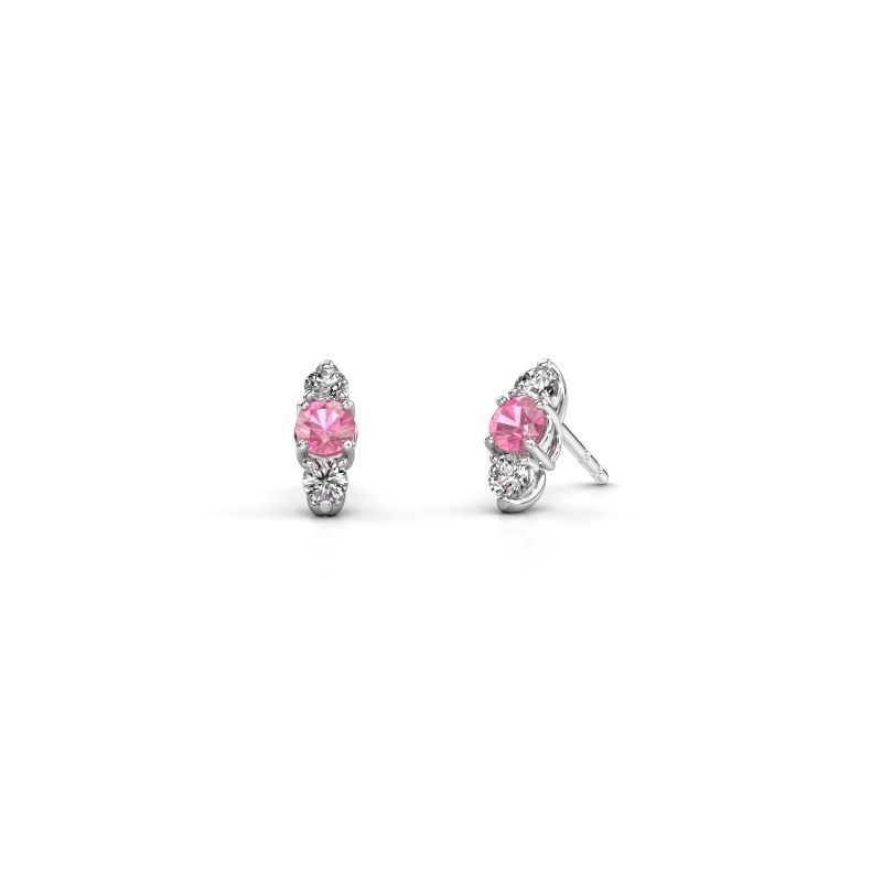 Image of Earrings Amie 950 platinum pink sapphire 4 mm