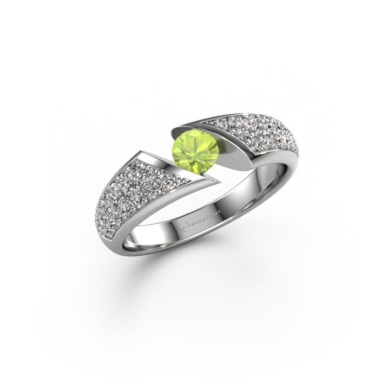 Engagement ring Hojalien 3 585 white gold peridot 4.2 mm